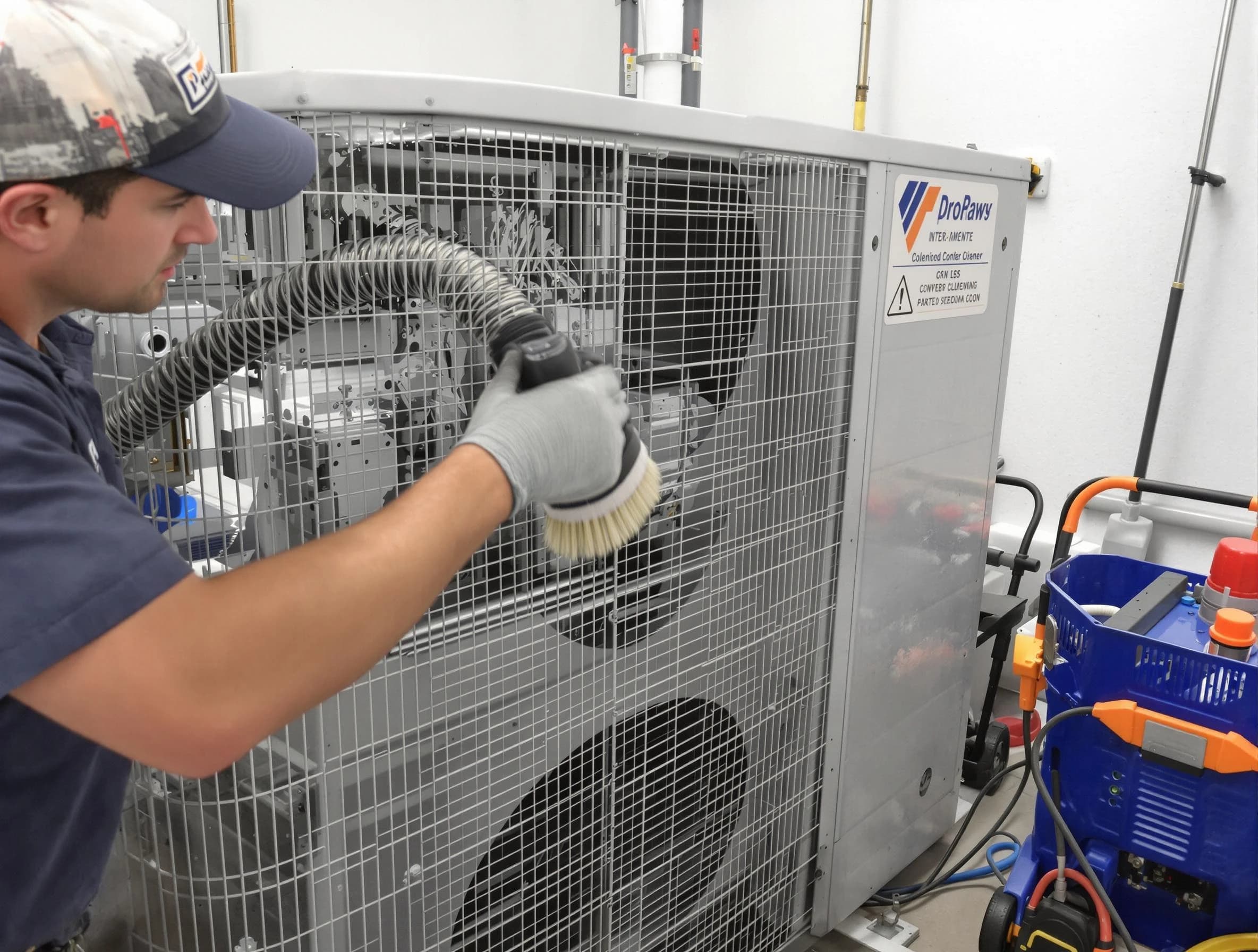 Bennett Air Duct Cleaning specialist performing precision AC coil cleaning for improved system performance in Bennett