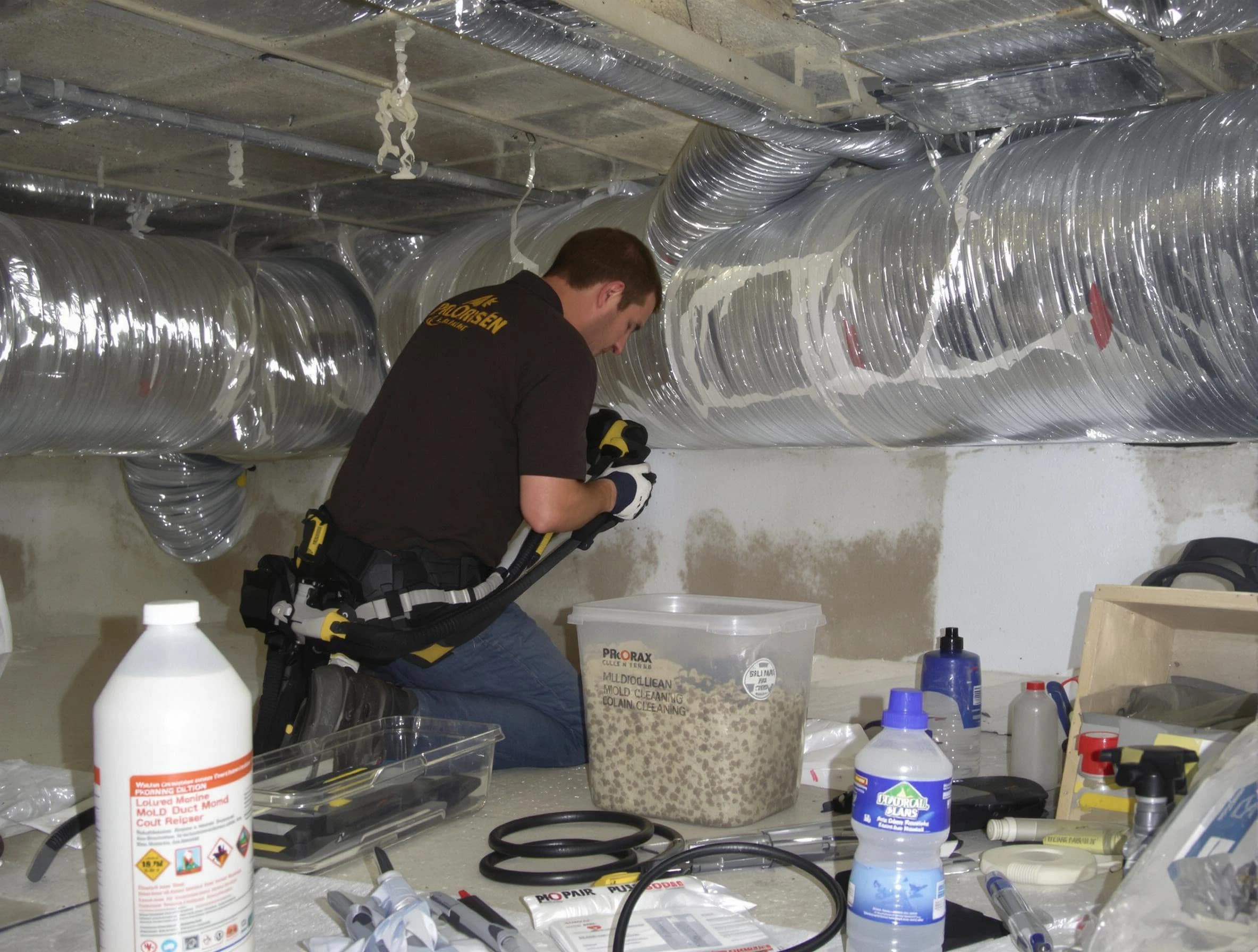 Bennett Air Duct Cleaning specialist performing professional mold removal from air ducts in Bennett