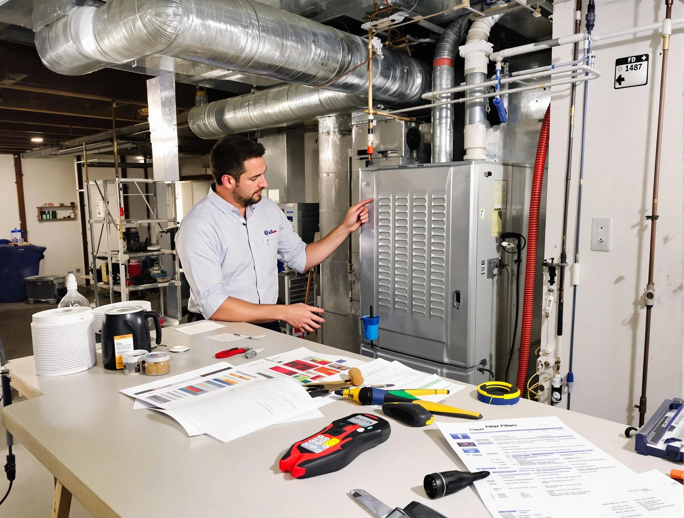 Bennett Air Duct Cleaning inspector conducting detailed filter system evaluation using professional diagnostic tools in Bennett