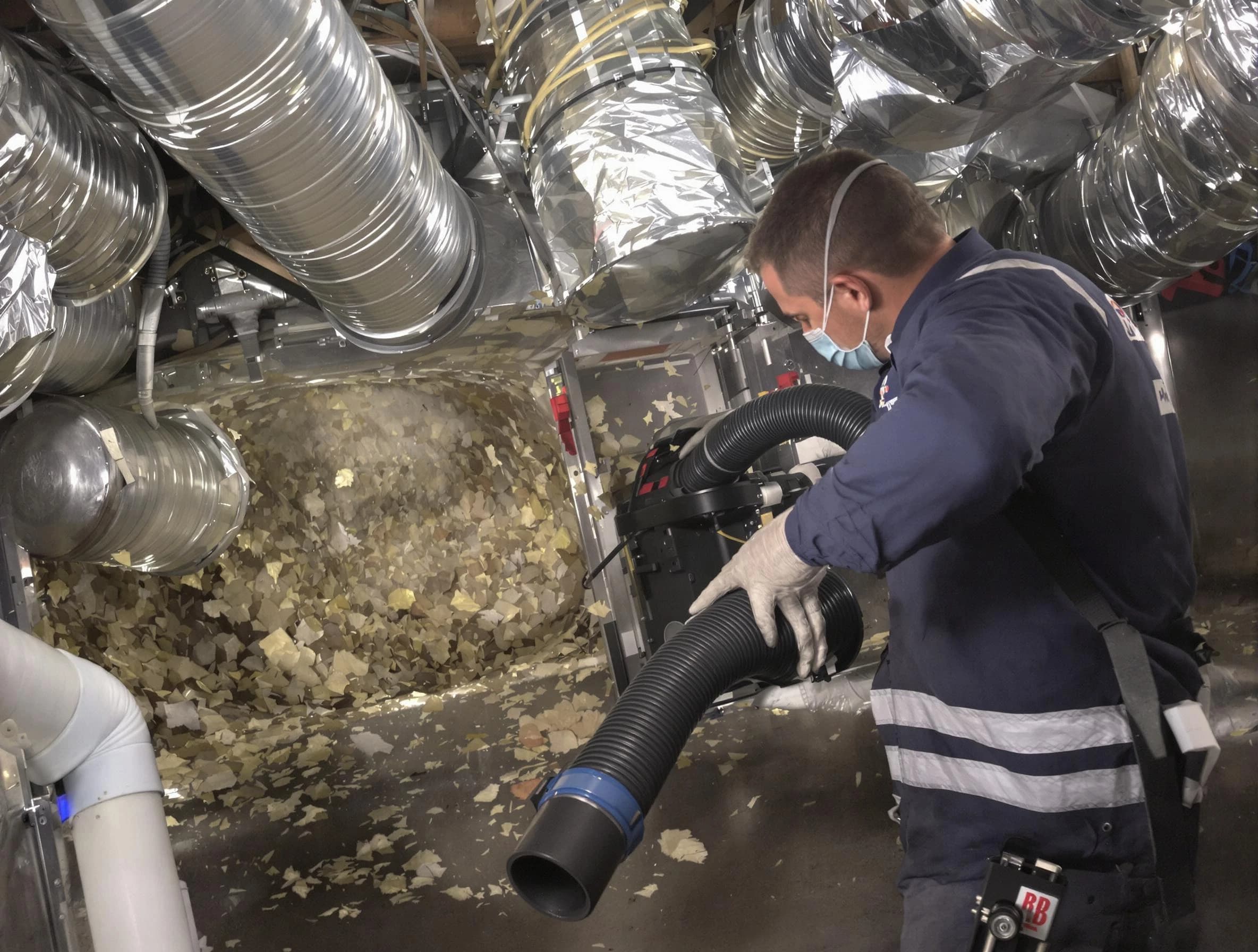 Bennett Air Duct Cleaning specialist operating negative pressure cleaning equipment for thorough duct maintenance in Bennett