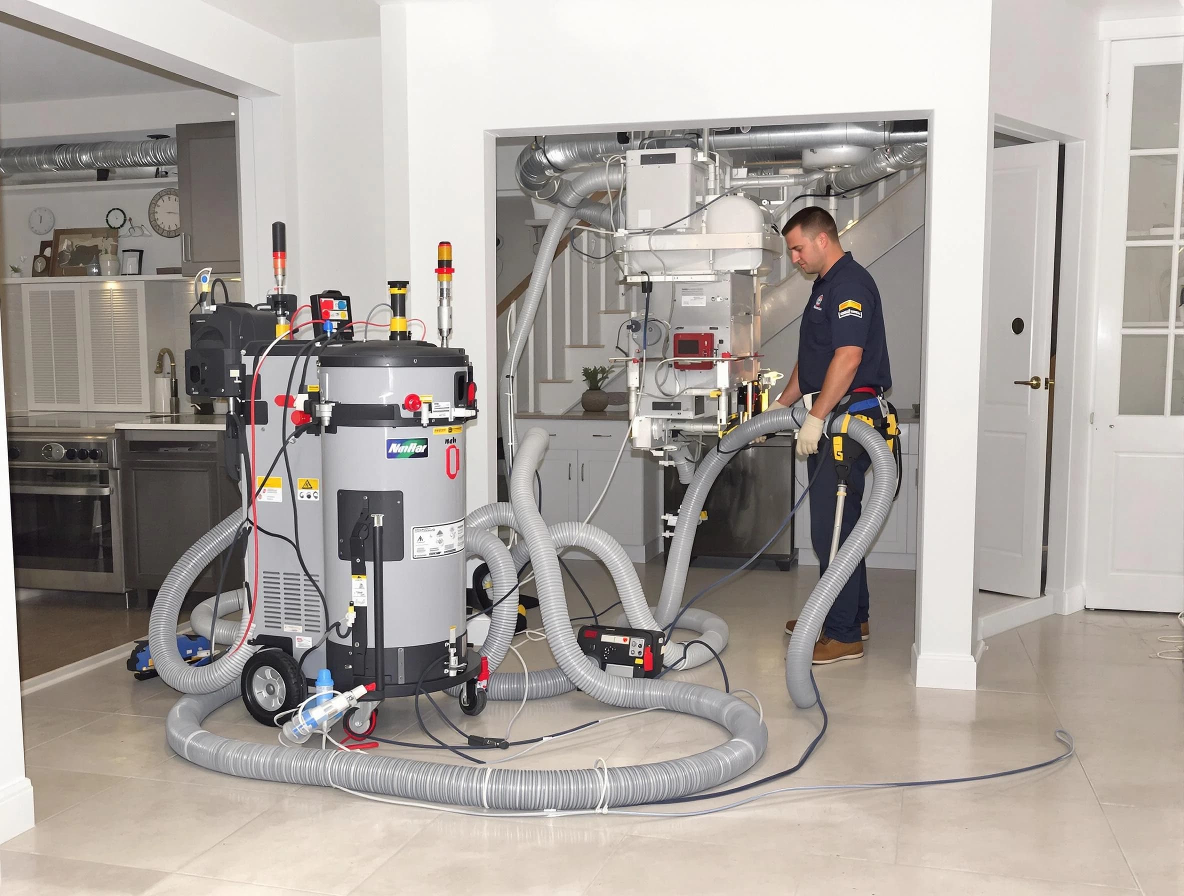 Bennett Air Duct Cleaning technician operating negative pressure cleaning equipment for thorough duct maintenance in Bennett
