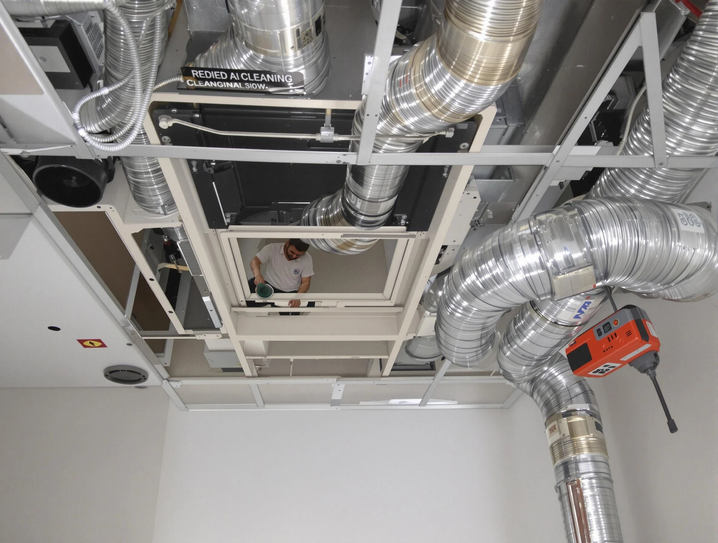 Bennett Air Duct Cleaning technician performing detailed central duct system cleaning in Bennett